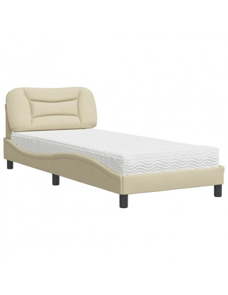 Letto con Materasso Crema 80x200 cm in Tessuto