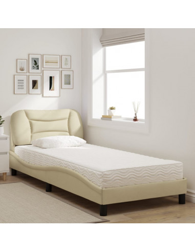 Letto con Materasso Crema 80x200 cm in Tessuto