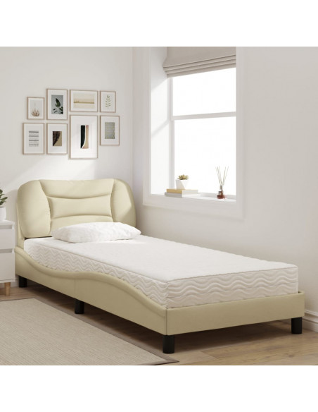 Letto con Materasso Crema 80x200 cm in Tessuto