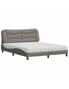 Letto con Materasso Tortora 160x200 cm in Tessuto
