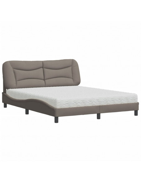Letto con Materasso Tortora 160x200 cm in Tessuto