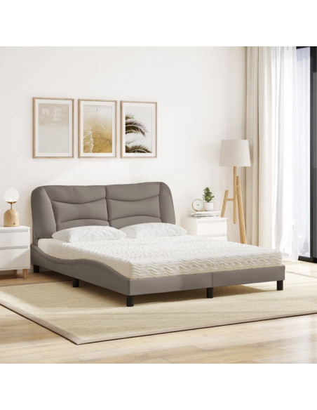 Letto con Materasso Tortora 160x200 cm in Tessuto