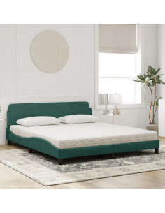 Letto con Materasso Verde Scuro 180x200 cm in Velluto 2