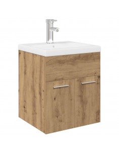Mobile Bagno con Lavabo Integrato&Rubinetto Rovere Artigianale