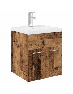 Mobile da Bagno con Lavabo Integrato e Rubinetto Legno Antico