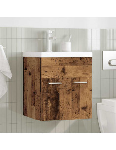 Mobile da Bagno con Lavabo Integrato e Rubinetto Legno Antico 2
