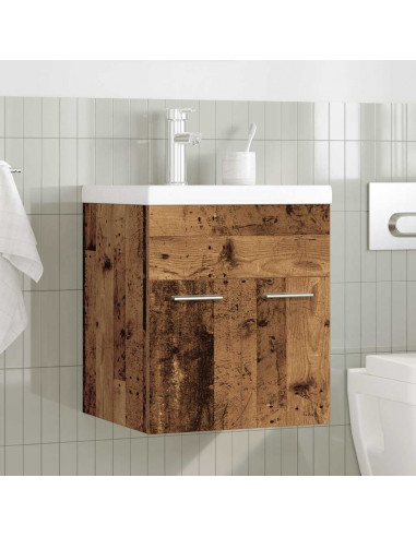 Mobile da Bagno con Lavabo Integrato e Rubinetto Legno Antico