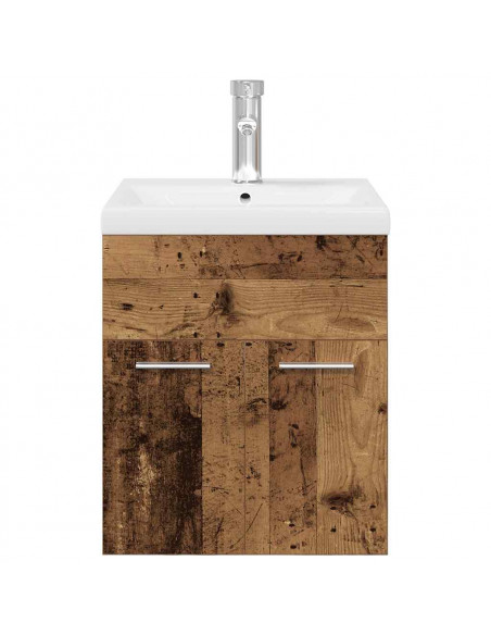 Mobile da Bagno con Lavabo Integrato e Rubinetto Legno Antico
