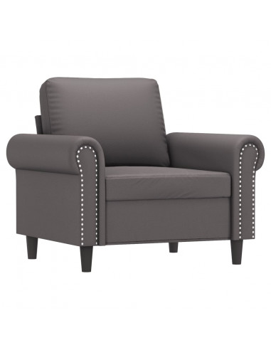 Poltrona con Poggiapiedi Grigio 60 cm in Similpelle