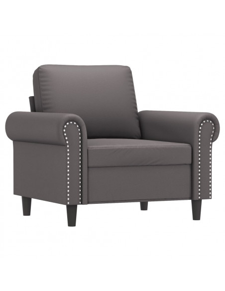 Poltrona con Poggiapiedi Grigio 60 cm in Similpelle