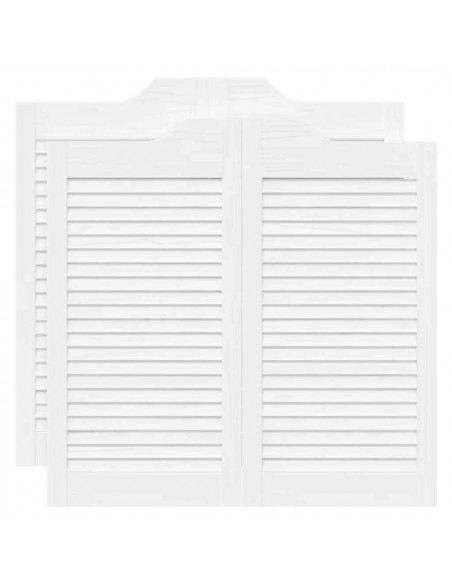 Porte a Battente 2-Paio Design a Lamelle Bianco 80x80 cm