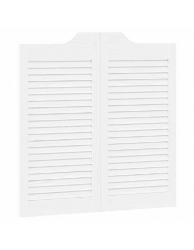 Porte a Battente 2-Paio Design a Lamelle Bianco 80x80 cm
