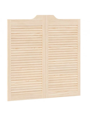 Porte a Battente 2-Paio Design Lamelle 100x100 cm Legno di Pino