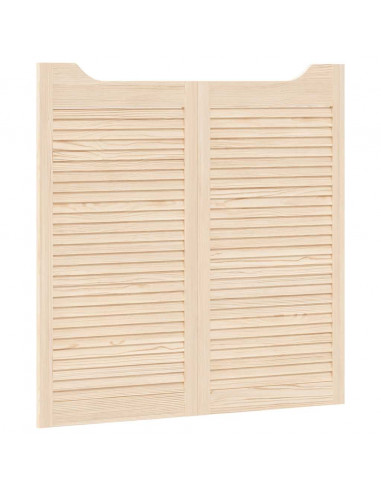 Porte a Battente 2-Paio Design Lamelle 100x100 cm Legno di Pino