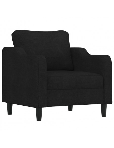Set Divani 3 pz con Cuscini Nero in Tessuto