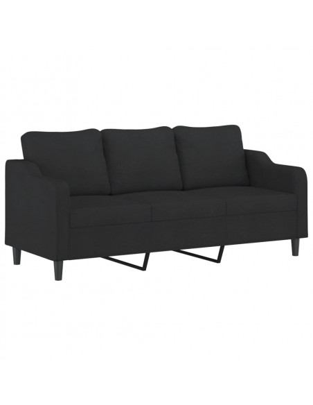 Set Divani 3 pz con Cuscini Nero in Tessuto