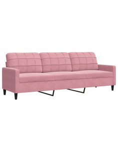 Set di Divani 3 pz con Cuscini rosa in Velluto