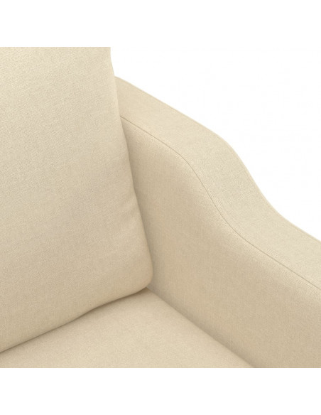 Set di Divani 3 pz con Cuscini Crema in Tessuto