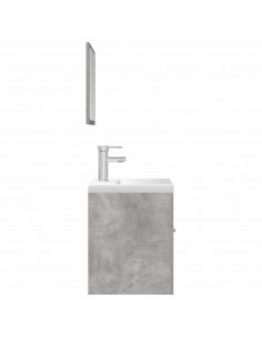 Set Mobili da Bagno 3 pz Grigio Cemento in Legno Multistrato