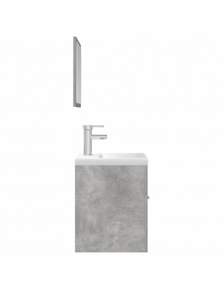 Set Mobili da Bagno 3 pz Grigio Cemento in Legno Multistrato