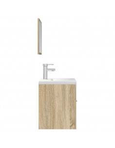 Set Mobili da Bagno 3 pz Rovere Sonoma in Legno Multistrato
