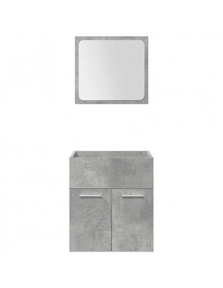 Set Mobili da Bagno 4 pz Grigio Cemento in Legno Multistrato