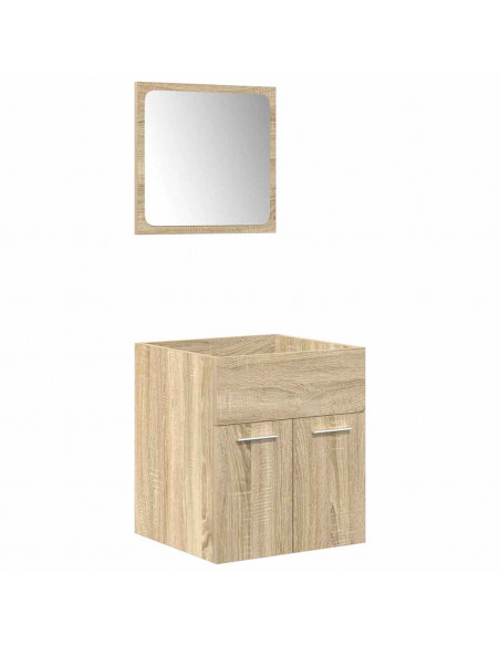 Set Mobili da Bagno 5 pz Rovere Sonoma in Legno Multistrato