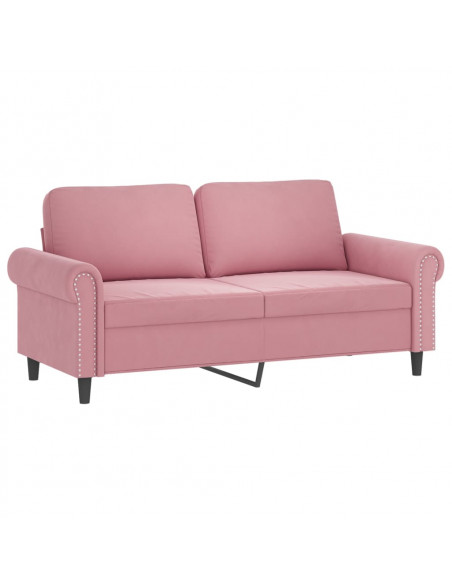 Set di Divani 2 pz con Cuscini Rosa in Velluto