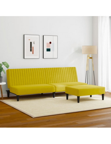 Set di Divani 2 pz Giallo in Velluto