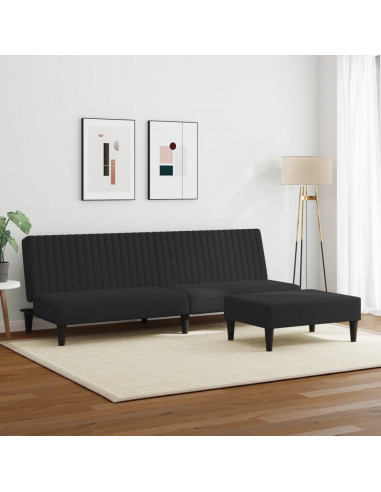 Set di Divani 2 pz Nero in Velluto