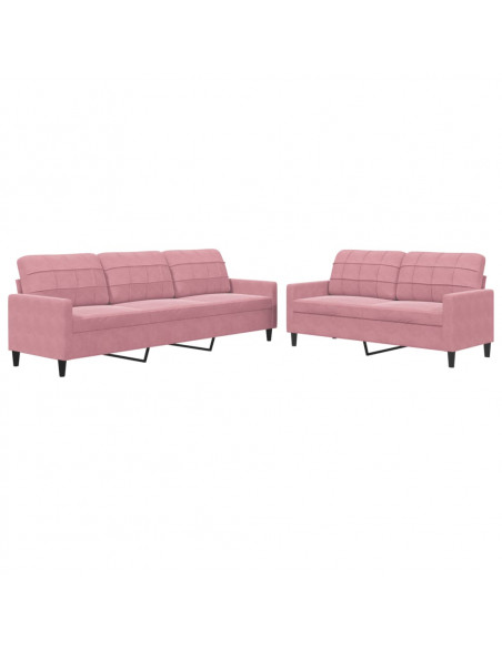 Set di Divani 2 pz con Cuscini rosa in Velluto