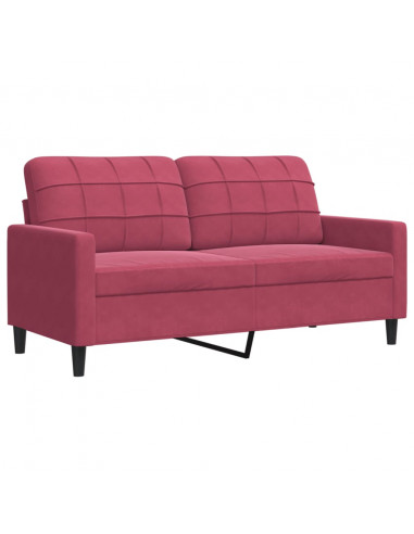 Set di Divani 3 pz con Cuscini Rosso Vino in Velluto