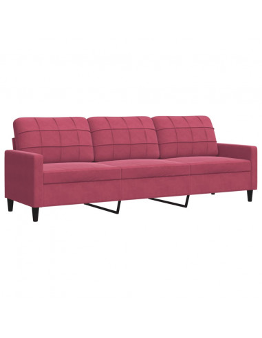 Set di Divani 2 pz con Cuscini Rosso Vino in Velluto