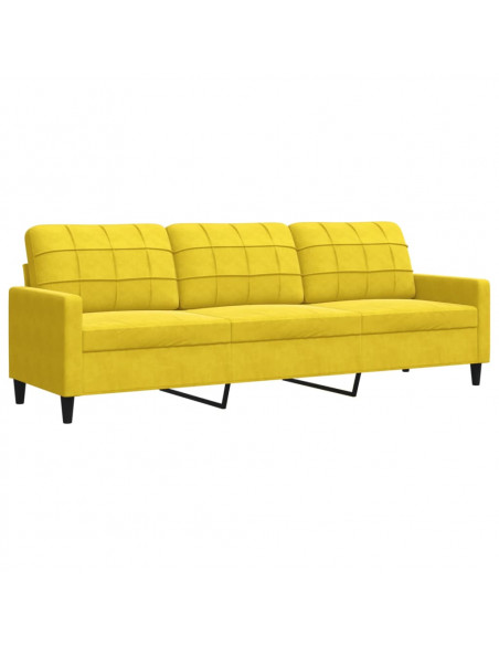 Set di Divani 2 pz con Cuscini e Rinforzi Giallo in Velluto