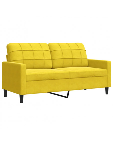 Set di Divani 2 pz con Cuscini e Rinforzi Giallo in Velluto