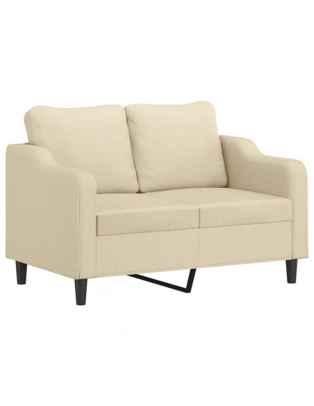 Set di Divani 2 pz con Cuscini Crema in Tessuto