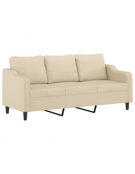 Set di Divani 2 pz con Cuscini Crema in Tessuto