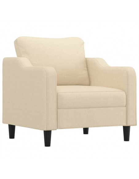 Set di Divani 3 pz con Cuscini Crema in Tessuto