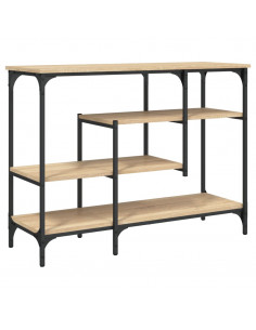 Tavolino Consolle con Ripiani Rovere Sonoma 100x35x75 cm 2