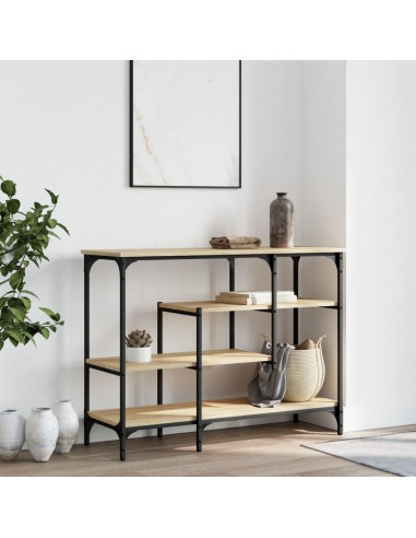 Tavolino Consolle con Ripiani Rovere Sonoma 100x35x75 cm