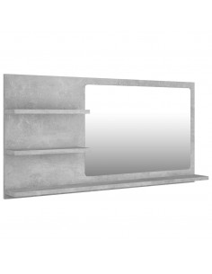 Specchio da Bagno Grigio Cemento 90x10,5x45cm Legno Multistrato 2