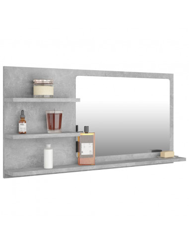 Specchio da Bagno Grigio Cemento 90x10,5x45cm Legno Multistrato