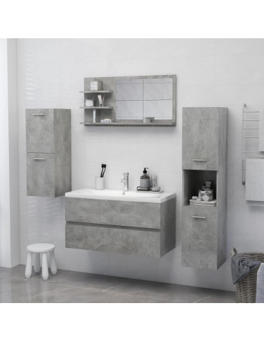 Specchio da Bagno Grigio Cemento 90x10,5x45cm Legno Multistrato