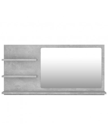 Specchio da Bagno Grigio Cemento 90x10,5x45cm Legno Multistrato