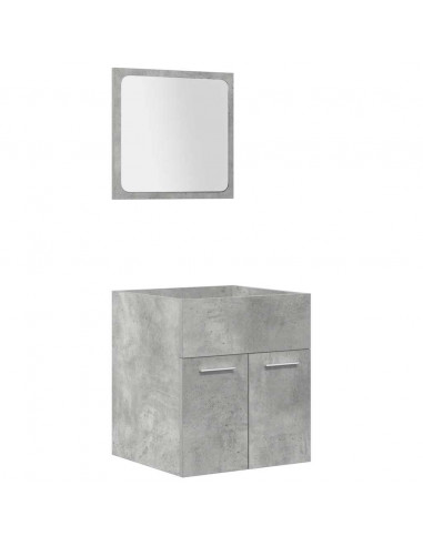 Set Mobili da Bagno 4 pz Grigio Cemento in Legno Multistrato