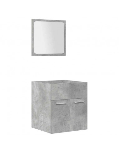 Set Mobili da Bagno 4 pz Grigio Cemento in Legno Multistrato