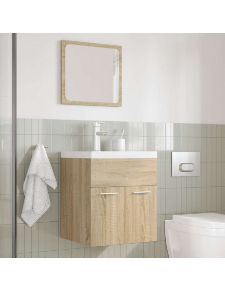 Set Mobili da Bagno 3 pz Rovere Sonoma in Legno Multistrato