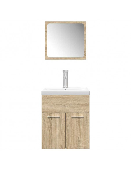 Set Mobili da Bagno 3 pz Rovere Sonoma in Legno Multistrato