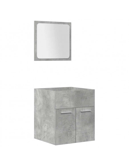 Set Mobili da Bagno 5 pz Grigio Cemento in Legno Multistrato