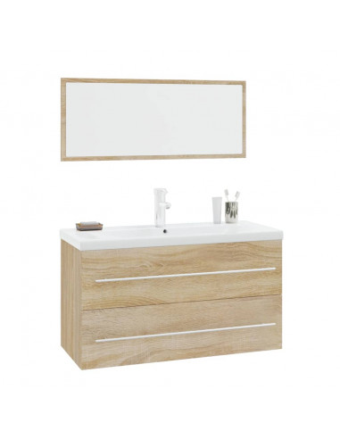 Set Mobili da Bagno 3 pz Rovere Sonoma